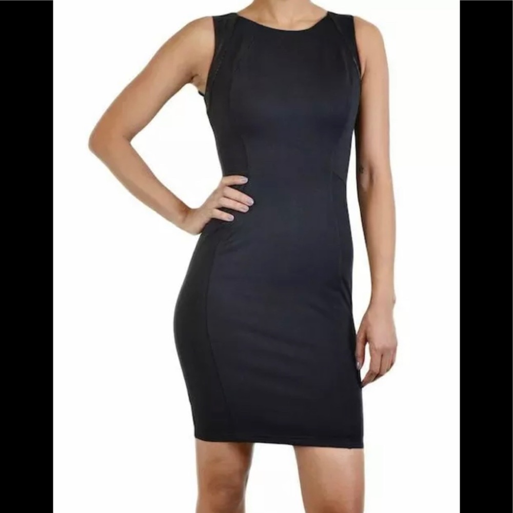 NEW DAVID LERNER COLLECTION WOMEN'S PANEL MINI DRESS SLEEVELESS ROUND NECK BLACK